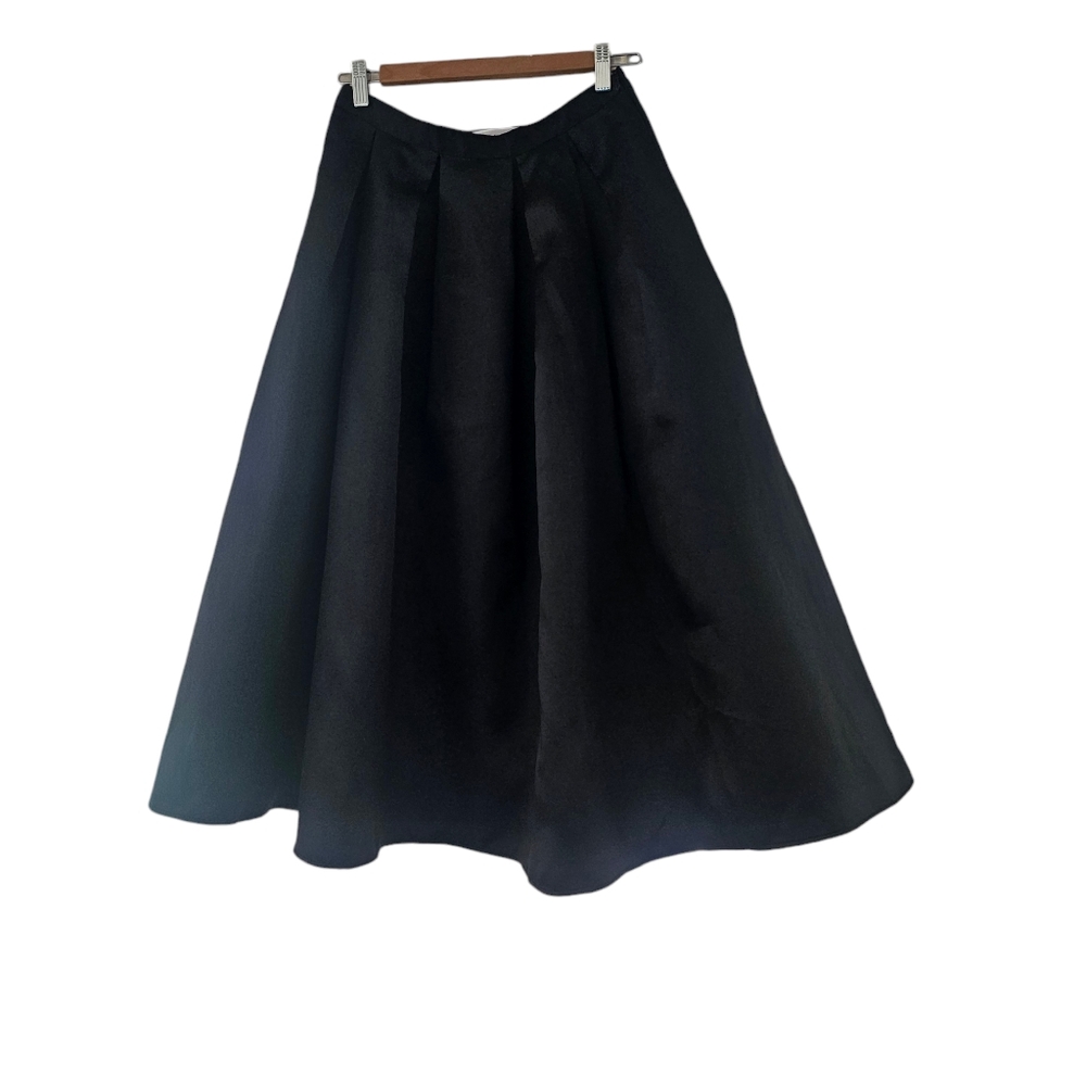 JJ's  House A-Line/Princess Tea-Length Satin Cocktail Skirt Black Size Size 4